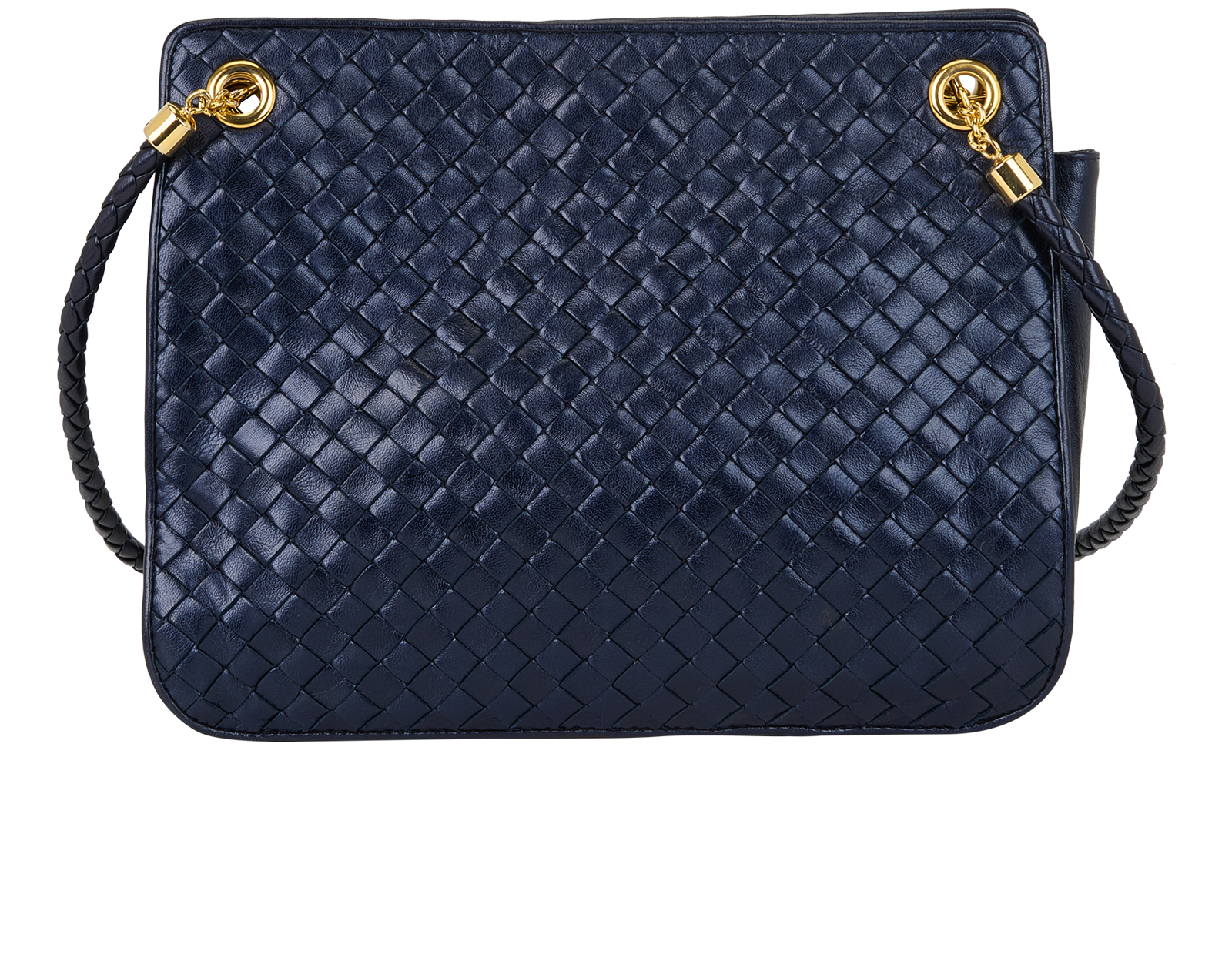 Vintage Intrecciato Shoulder Bag, &pound;350, Handbags, Blue, Leather, Back view